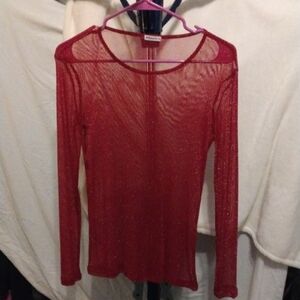 Fitted Red Long Sleeve Blouse